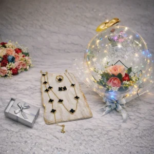 Four-Leaf Set Necklace- Black